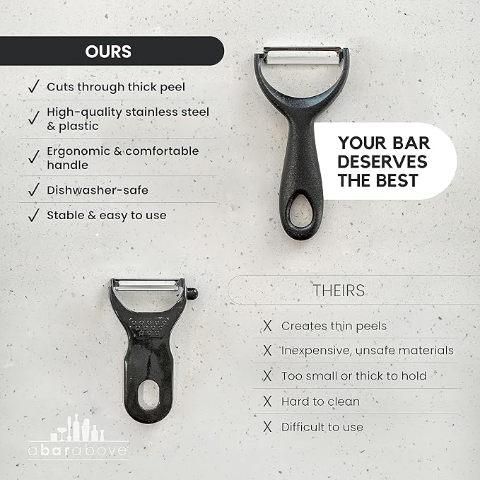A Bar Above Gold Citrus Peeler, Premium Stainless Steel Fruit Peeler for Oranges, Lemons, and Garnishes, Ergonomic Bar Tool for Peeling Citrus, Cocktail Garnish Zester, Bartender Tool for Home and Bar