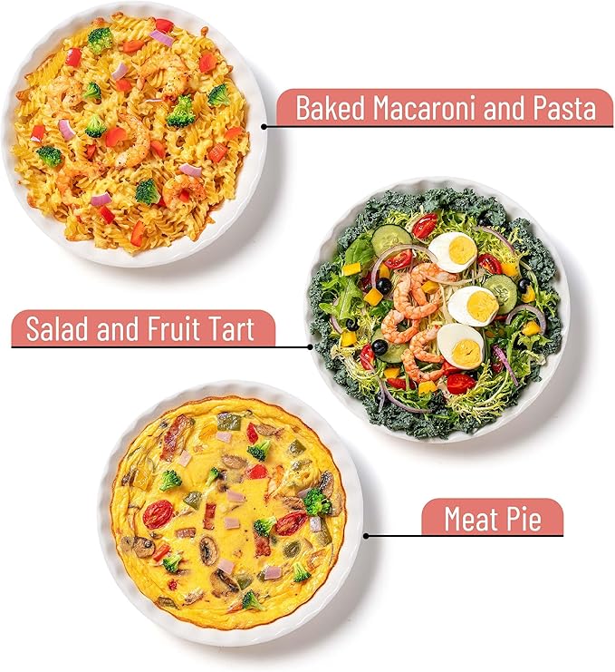 BTAT- Ceramic Pie Dish, 4 Pcs, 10.5" and 9.5", White Pie Pans for Baking, Deep Dish Pie Plate, Deep Dish Pie Pan, Deep Pie Dish for Baking, Pie Plates for Baking, Deep Pie Dish, Pie Baking Dish