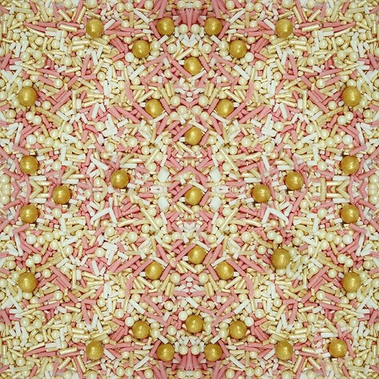 Confect Pink, White & Gold Pearl Cake Sprinkles Mix – Decorative Edible Baking Confetti for Cakes, Cupcakes & Desserts | Vegan, Gluten-Free, Nut-Free, Soy-Free, Dairy-Free, Palm Oil-Free- 4.2 Oz