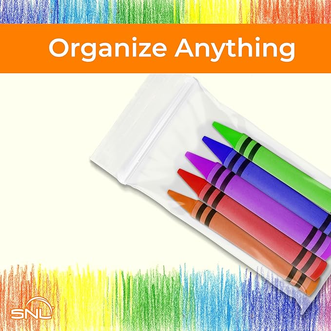 SNL Quality Zipper Lock Reclosable Clear Disposable Plastic Bags, Strong | 3" X 5" - 2 MIL - 100 Bags