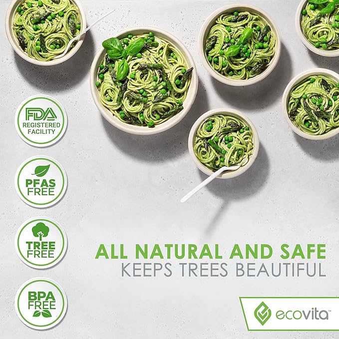 100% Compostable Paper Plates [9 in.] – 150 Disposable Plates Eco Friendly Sturdy Tree Free Liquid and Heat Resistant Alternative to Plastic or Paper Plates