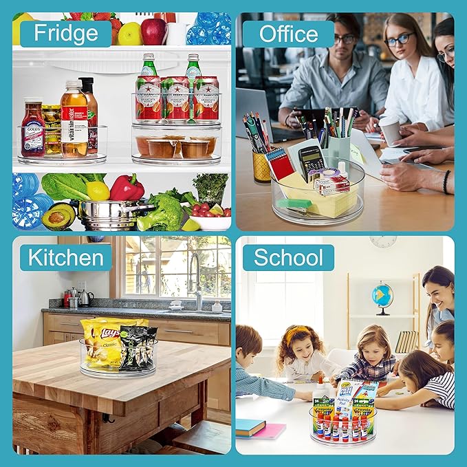 Sorbus 9 Inch Clear Lazy Susan Organizer Set, 1 Tall Turntable Organizer for Spice Organization for Cabinet, One 2 Tier Lazy Susan for Kitchen, Home, Office, Closet, Laundry Room Organization