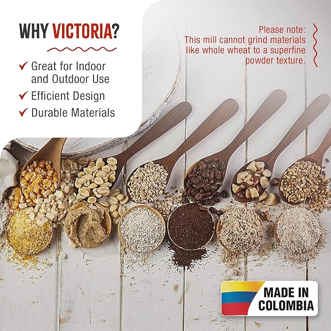 Victoria Manual Cast Iron Grain Mill with Low Hopper, Premium Corn-Grinding Mill and Grain Grinder, Made in Colombia