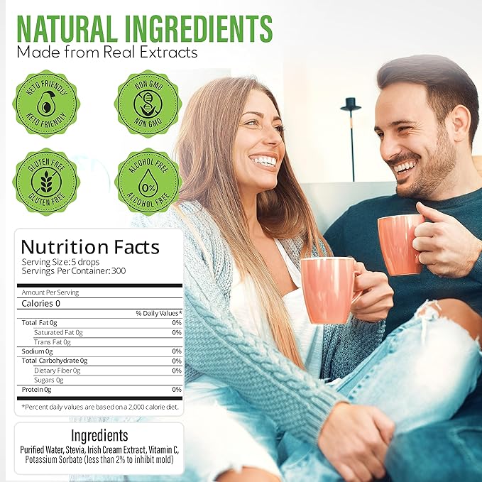 Stevia Select Irish Cream Flavored Liquid Stevia – Zero Calorie Coffee, Tea, Drink & Baking Sweetener, All-Natural, No Erythritol, Keto-Friendly Sugar Alternative, 300 Servings – 2 Oz (1 Pack)