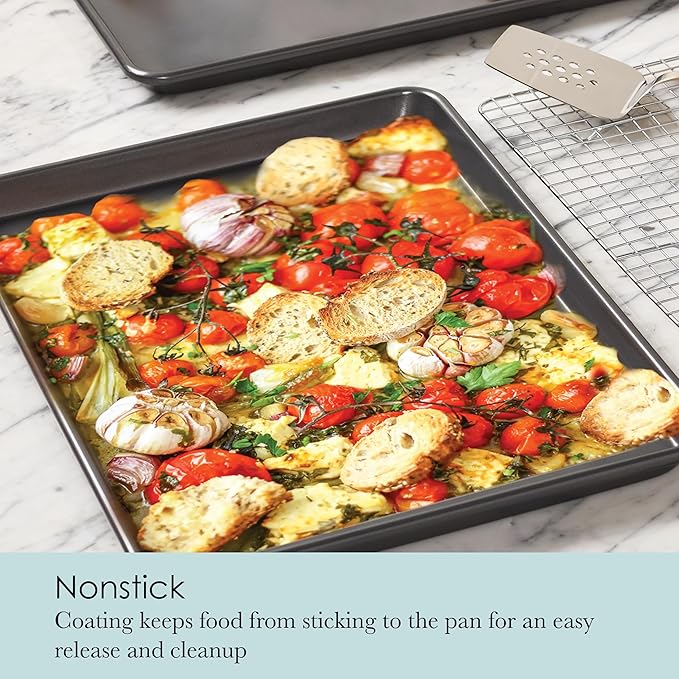 Chicago Metallic Professional Non-Stick Cookie and Jelly-Roll Pan Set with Cooling Rack, 17 by 12.25 Inches