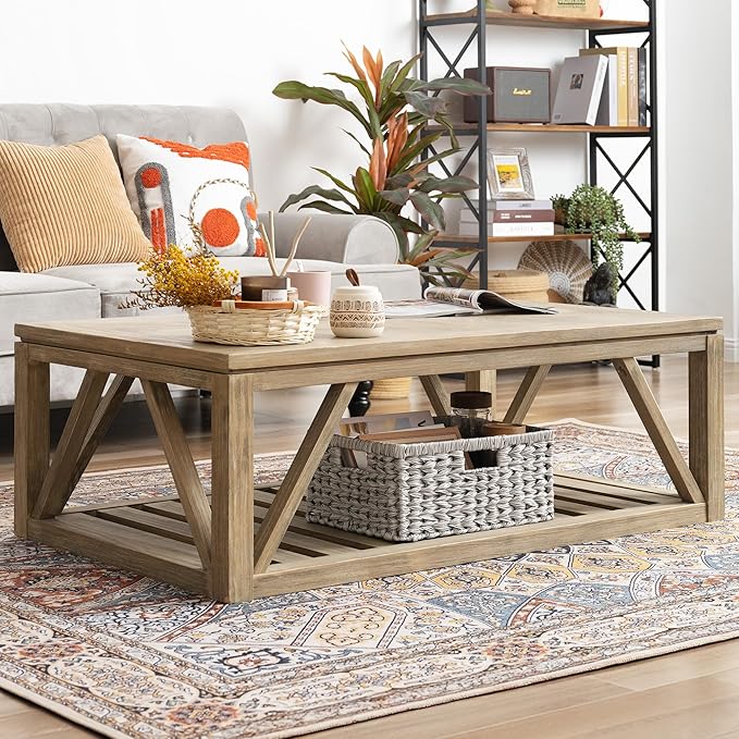 GRANNY SAYS Wicker Storage Baskets for Shelves, Waterproof Wicker Baskets for Organizing, Woven Basket for Shelves, Decorative Basket for Living Room, Grey