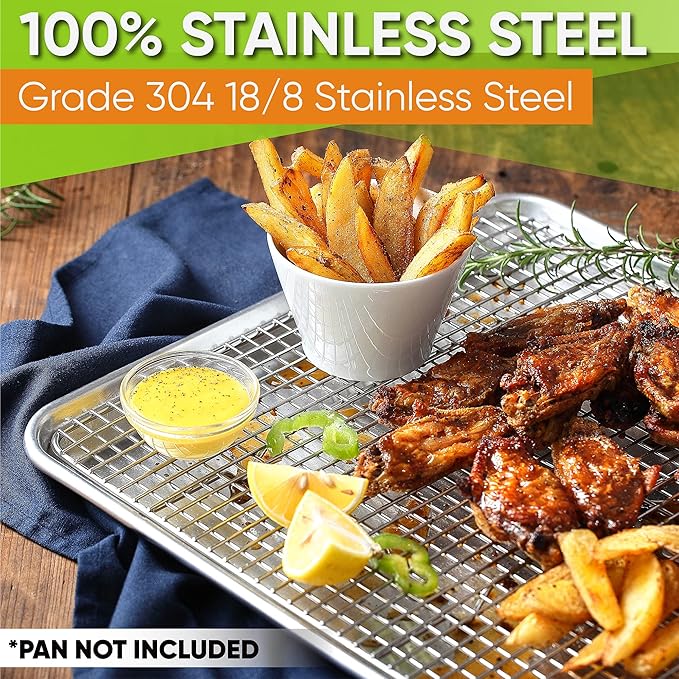 Spring Chef 11.8 x 17 Inch Stainless Steel Cooling Racks for Cooling & Baking - Oven Safe - Wire Roasting Racks for Oven Use - Fits Half Sheet Cookie Pan - Dishwasher Safe - Set of 2