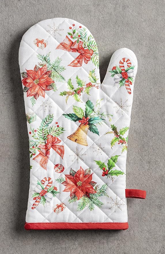 Maison d' Hermine Oven Gloves 100% Cotton Oven Mitt 7" x 13" with Loop Heat Resistant, BBQ, Cooking Gloves, Baking, Grilling, Kitchen, Handling Hot Pans (Pack of 1, Chromo)