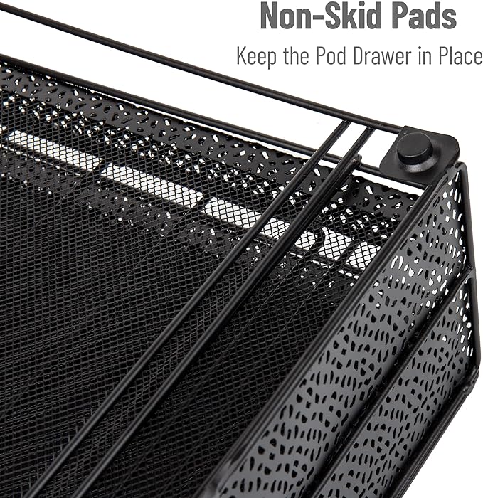 Mind Reader Single Serve Coffee Pod Organizer with 2 Drawers, 72 Pod Capacity, Metal Mesh, 13"L x 12.75"W x 5"H, Black