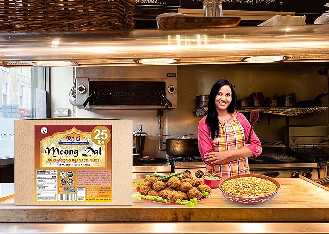 Rani Moong Dal (Split Mung Beans Without Skin) Lentils Indian 400oz (25lbs) 11.36kg Bulk Box ~ All Natural | Gluten Friendly | Non-GMO | Kosher | Vegan | Indian Origin