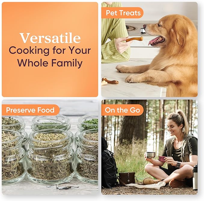 COSORI Food Dehydrator for Jerky, Large Drying Space with 6.48ft², 600W Dehydrator Machine, 6 Stainless Steel Trays, 48H Timer, 165°F Temperature Control, Yogurt Maker, for Herbs, Meat, Fruit