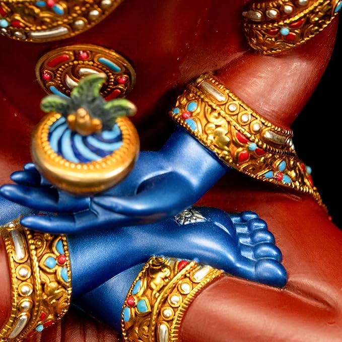 Buddha Statue Indoor, Handmade Copper Buddhism for Peace Home Decorative, Hand-Painted Buddhist Budda Meditation (14.17", Bhaisajyaguru)