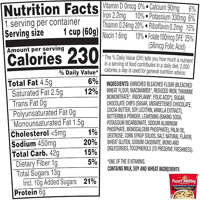 Pearl Milling Company Pancake Cups, Chocolate Chip, 2.11oz Cups (12 Pack)