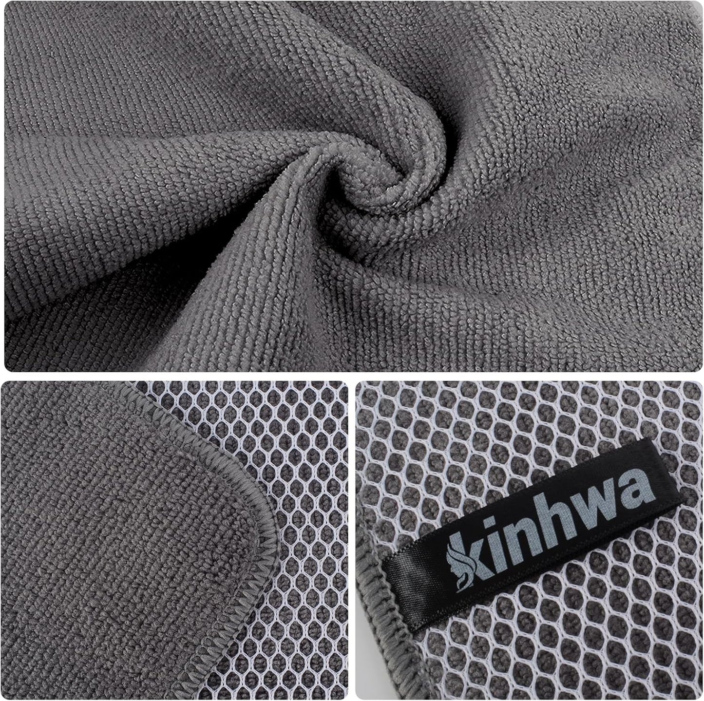 KinHwa Kitchen Washcloths for Dishes Absorbent Microfiber Dish Cloths Quick Dry Dish Rags with Poly Scour Scrub Side Ideal for Kitchen Cleaning (Gray, 7inchx7inch 12 Pack)