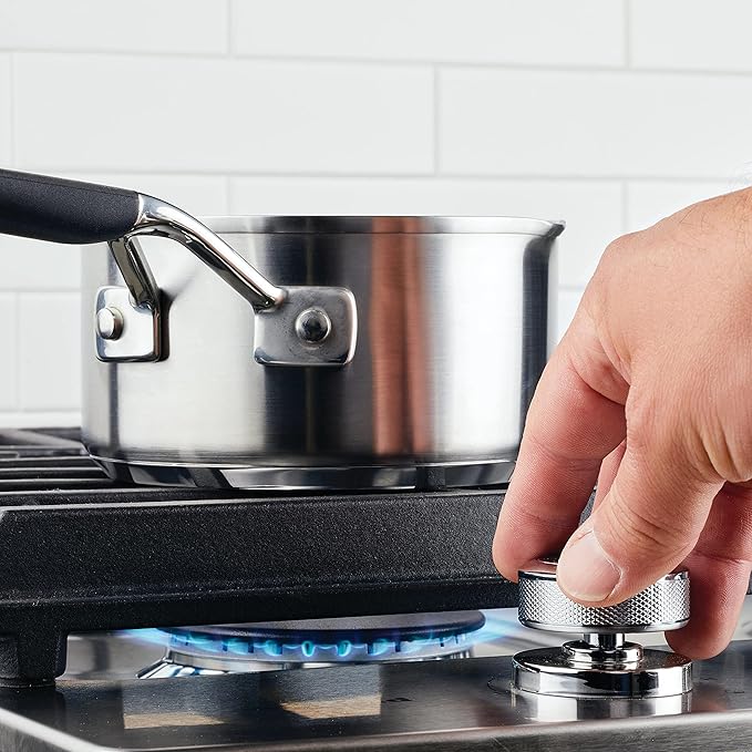 KitchenAid Saucepan with Pour Spouts, 1 Quart, Brushed Stainless Steel, 71018