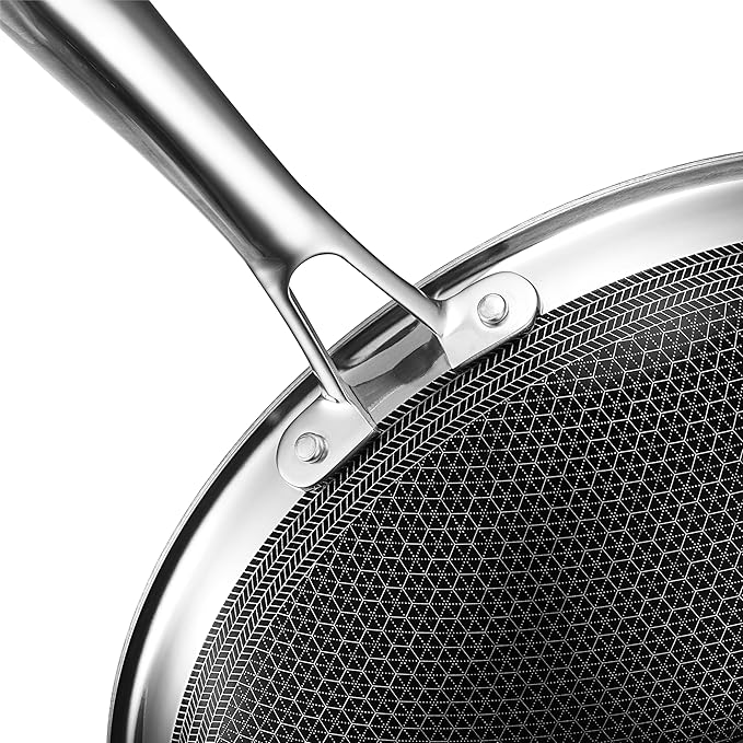 HexClad Hybrid Nonstick 10-Inch Wok, Stay-Cool Handle, Dishwasher-Friendly, Oven-Safe Up to 900°F, Induction Ready, Compatible with All Cooktops