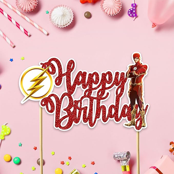 Flsh Happy Birthday Cake Topper - Birthday Decorations.