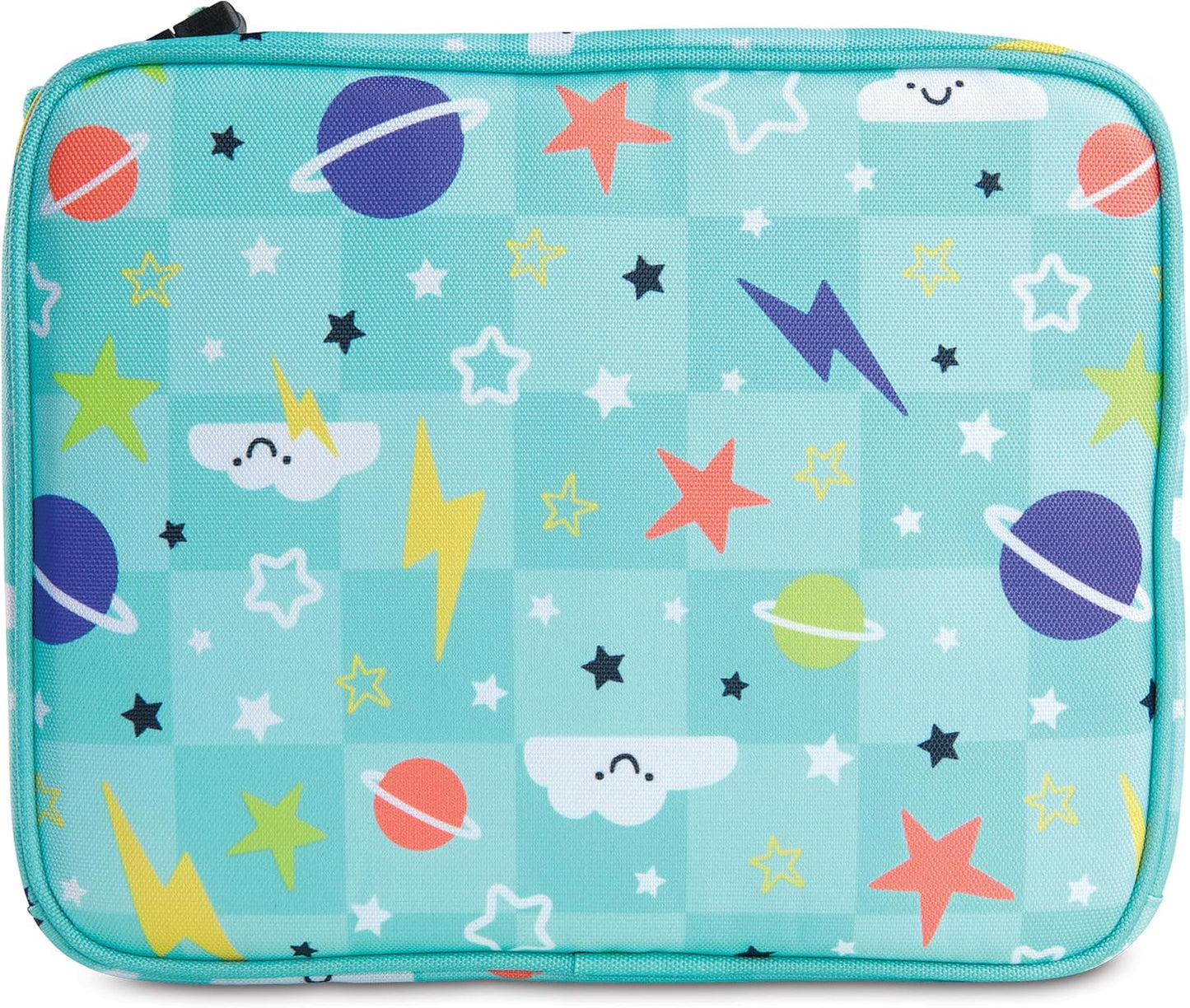 PackIt Freezable Classic Lunch Box, Happy Clouds, Built with ECOFREEZE Technology, Fully Freezable, Collapsible, Reusable, With Zip Front Pocket and Buckle Handle, Designed for Fresh Lunch On the Go