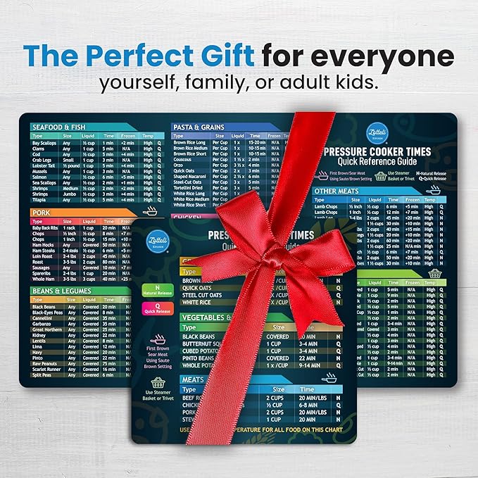 Instant Pot Cooking Times Chart - Pressure Cooker Accessories Cook Times - Easy to Use & Clean Strong Magnet As Seen on The Today Show - Instant Pot Cheat Sheet Magnet Set Quick Guide (Black)