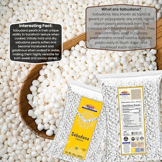 Rani Sabudana (Tapioca/Sago) Pearls 28oz (800g) ~ All Natural | Vegan | No Colors | NON-GMO | Indian Origin