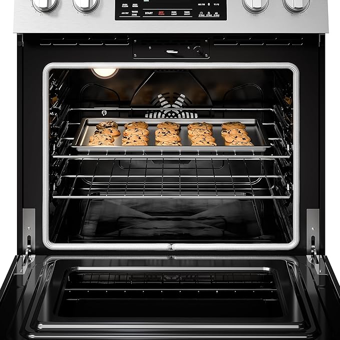 Kenmore Front Control Electric Range Oven with 5 Cooktop Elements with 7 Cooking Power Options, True Convection, Steam and Self Clean, Freestanding Oven, 4.8 cu. ft. Capacity Stainless Steel