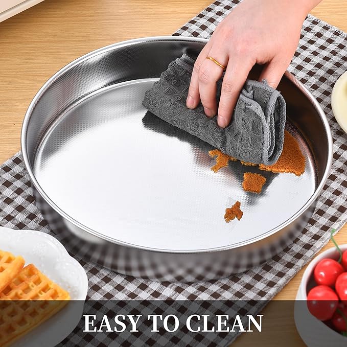 Inqibee Round Cake Pan Set of 2,18/8 Stainless Steel Round Cake Baking Pans,8-9.5 Inch,Physics Anti-Stick and Scratch,Non-Toxic and Easy to Clean
