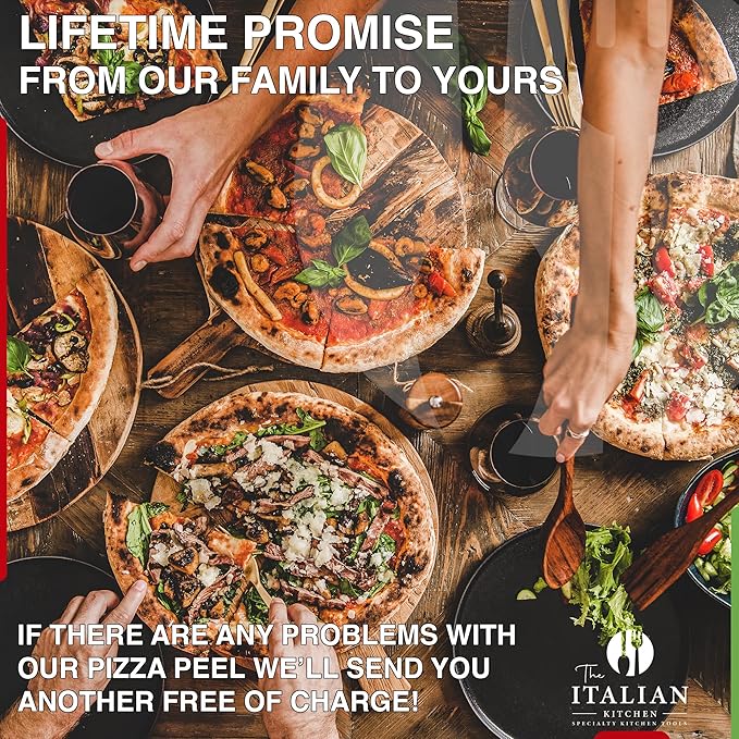 Perforated Pizza Peel 13"W x 16.7"L- Professional Restaurant Grade Large Metal Pizza Peel - 45.7" or 29.7" Long Handle Aluminum Turning Peel - Commercial Pizza Paddle