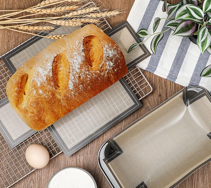Silicone Bread Loaf Pan Liner, 2 Pack Reusable Silicone Bread Sling Loaf Pan Lifters for 9x5" or 1.5lb Loaf Pans, Nonstick Dough Transfer Tool for Baking