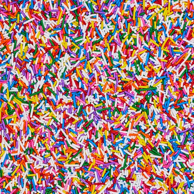 Fancy Sprinkles Classic Rainbow Crunchy Jimmies, Real Sugar, For Ice Cream, Cookies, Cakes, Cupcakes, Dessert Decorating, Original, Mulit-Colored, Rainbow Sprinkles (0.5c)