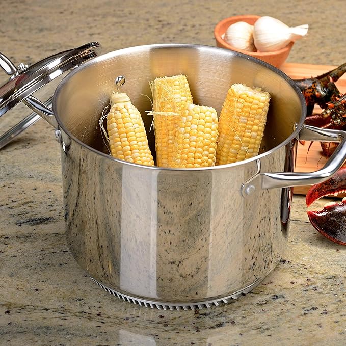 Turbo Pot® FreshAir™ Rapid Boil Stainless Steel 8 qt. Stock Pot, time-and-energy saving cookware for gas stove