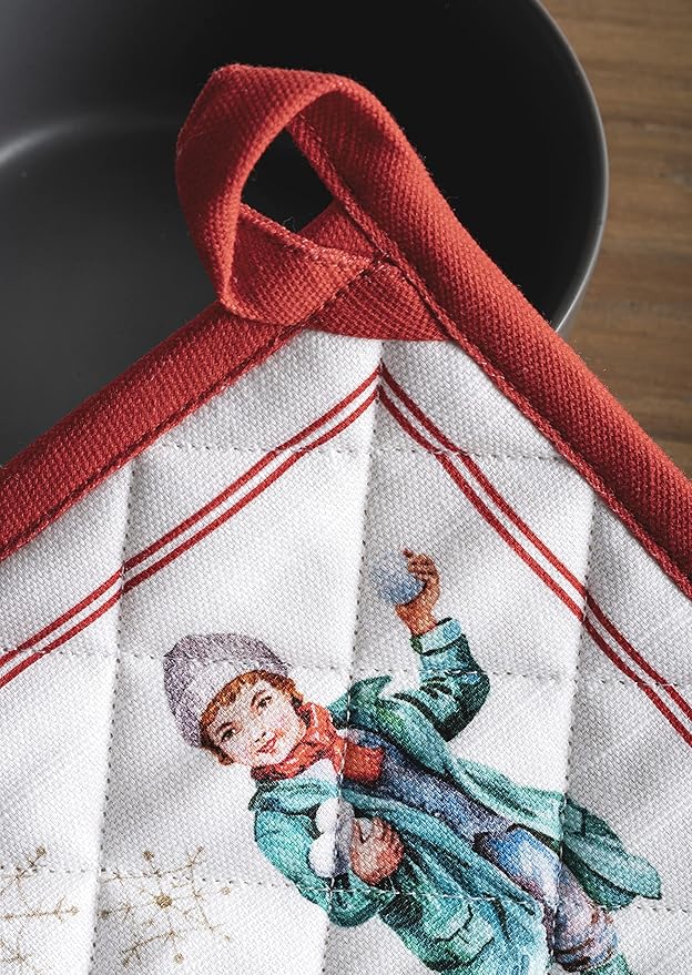 Maison d' Hermine Pot Holders 100% Cotton Heat Resistant Potholders 8" x 8" Hot Pads with Loop BBQ, Cooking, Baking, Grilling, Kitchen, Handling Hot Pans (Pack of 1, Chromo)