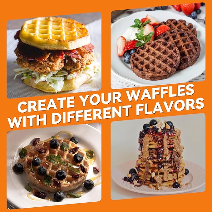 Baker's Friend Multi Mini Waffle Maker Machine, Bake 6 x 3 Inch Small Waffles, Perfect for Families and Individuals Use, Excellent Choice for Breakfast Brunch Parties & Events, Graphite