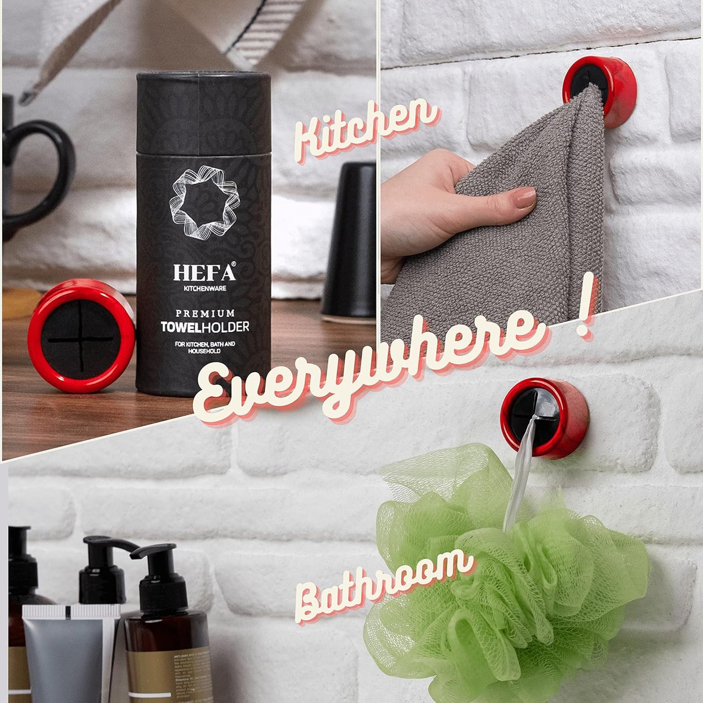 HEFA Towel Holder, Towel Hooks, Dish Towel Holder, Kitchen Organization, Bathroom Accesories, Kitchen Towel Hook, Kitchen Towel Holder, Christmas Gift, Kitchen Gadgets 4 Pack