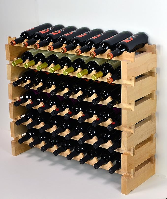 sfDisplay.com,LLC. Modular Wine Rack Beechwood 32-96 Bottle Capacity 8 Bottles Across up to 12 Rows Newest Improved Model (48 Bottles - 6 Rows)