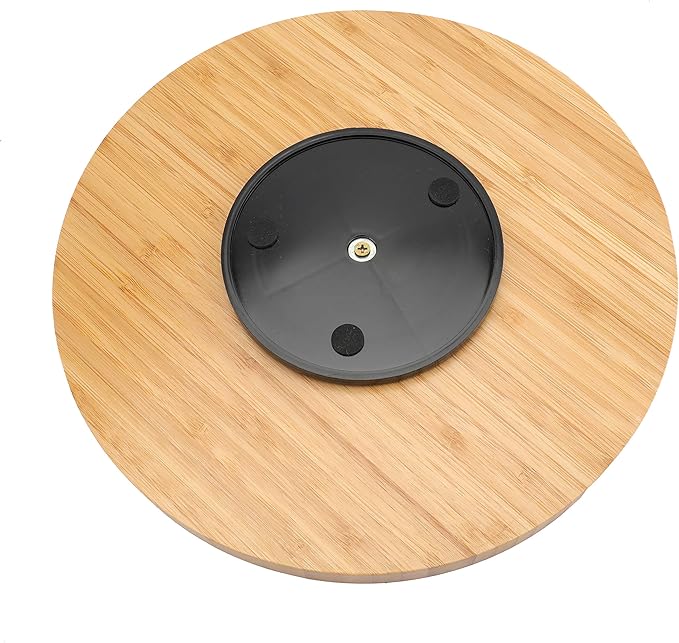Fasmov 12 Inches Diameter Bamboo Lazy Susan Turntable, Spin Thicken Round Wood Tray Rotating Spice Rack for Kitchen Pantry Countertop Table