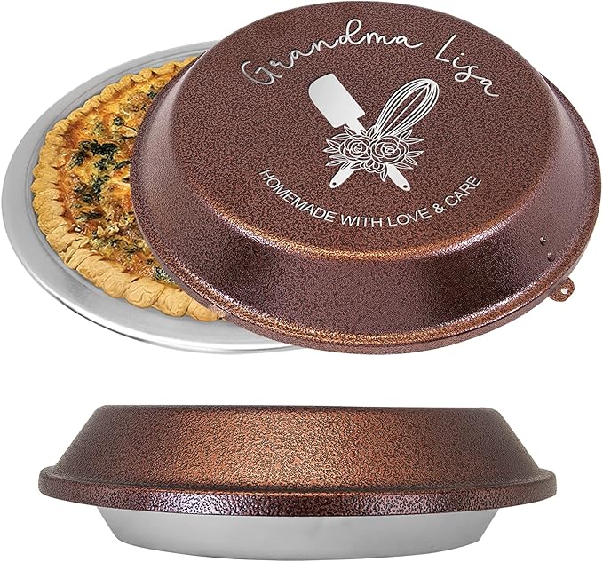 Personalized Aluminum Pie Pan with Lid Customized Cake Pan Bake Tray Engraved With Custom Name Text Monogram - Wedding, Anniversary, Housewarming, Birthday Gift (Cooper)