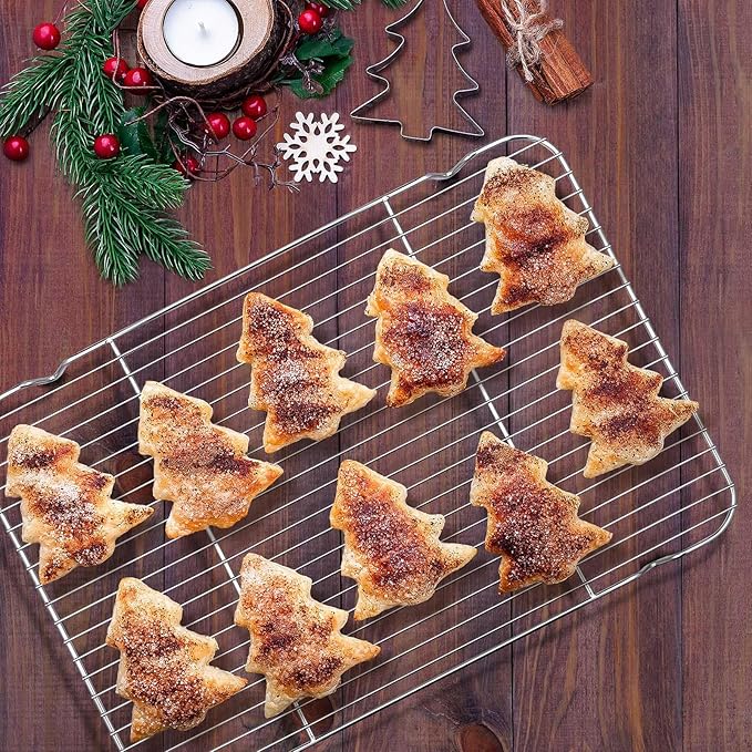 E-far Cookie Sheet with Rack Set, Half Sheet Baking Pan for Oven Cooking, 18”x13” Stainless Steel Rimmed Tray with Wire Cooling Rack for Roasting Broiling Bacon Meat Steak - Dishwasher Safe