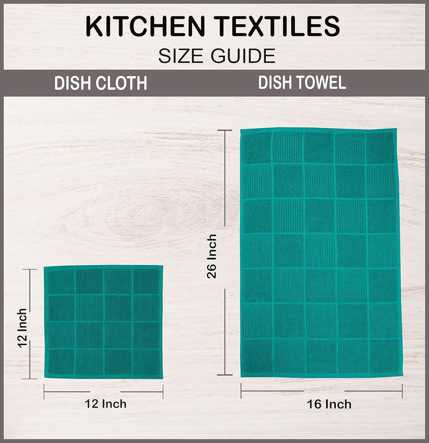 AMOUR INFINI Dish Cloths for Washing Dishes Set of 8 - Highly Absorbent, Super Soft Kitchen Dishcloths - Reusable Quick Dry Dish Rags for Cleaning & Drying Kitchen Linens (12x12 Inch - Teal)