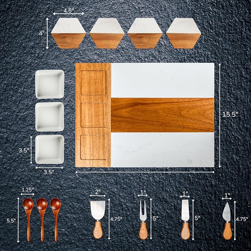 Personalized Charcuterie Board - Custom Engraved Wooden Marble Cheese Boards for Bridal Shower, Wedding, Housewarming, Birthday & Anniversary Gifts - Perfect Gift for Couples & Women