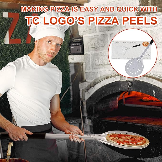 Pizza Turning Peel-Premium Pizza Paddle with Non-Slip Rubber-Covered Handle –Heavy-Duty Turning Peel with Aluminum Plate – Ergonomic and Lightweight Design (9-Inch)