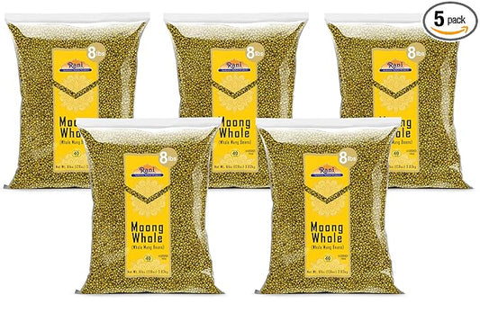 Rani Moong Whole (Ideal for Cooking & Sprouting, Whole Mung Beans w/Skin) Lentils Indian 128oz (8lbs) x Pack of 5 (Total 40lbs) Bulk ~ All Natural | Gluten Friendly | Non-GMO | Vegan | Indian Origin