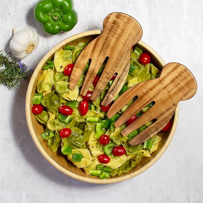 Salad Hands – Acacia Wood Salad Serving Utensils for Tossing & Serving