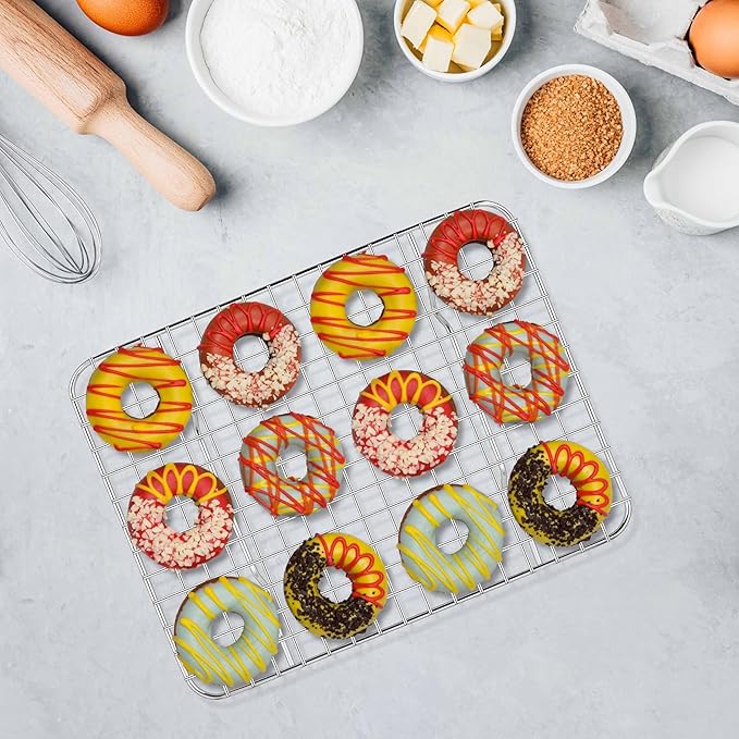 Homikit 2 Pack Cooling Rack Set, 8.7" x 6.3" Stainless Steel Baking Rack for Bacon Bread Pizza, Mini Metal Wire Oven Racks for Cooking Fit Small Toaster Oven Pan, Rust Free & Dishwasher Safe