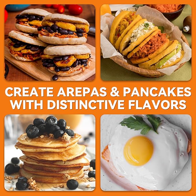 Baker's Friend Electric Arepas Maker with Browning Control, Mini Pancakes Maker, Pancake Maker Pan, Tostiarepa, Makes Corn Patties, Arepas, Mini Pancakes, Fried Eggs, Breakfast Sandwiches, Aqua