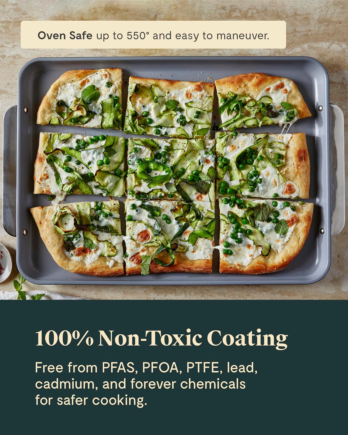 Caraway Non-Stick Ceramic Baking Sheet Trio - Naturally Slick Ceramic Coating - Non-Toxic, PTFE & PFOA Free - 18 x 13" Large, 15 x 10" Medium, & 9" x 13" Small - Perracotta