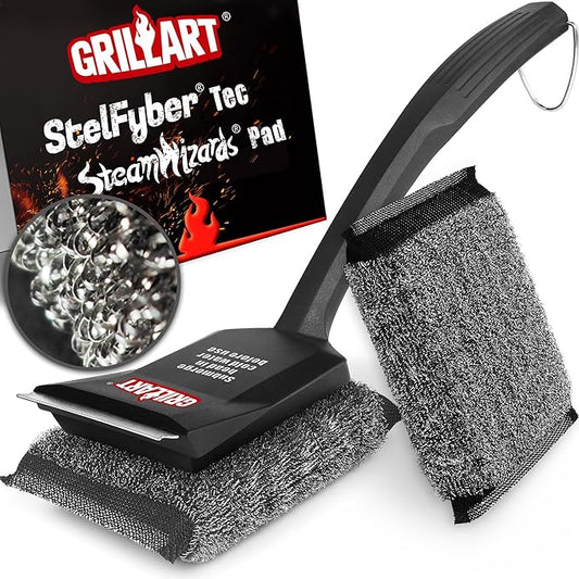 GRILLART SteamWizards Grill Brush Bristle Free, Safe BBQ Grill Brush for Outdoor Grill, Flat Top Grill Cleaner with Replaceable Head, Suitable for All Grates, Griddle Accessories, Dishwasher Safe