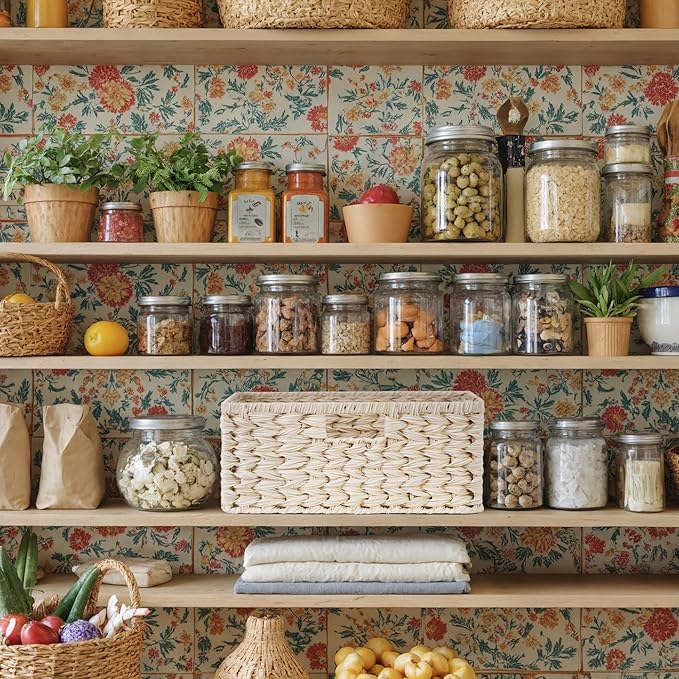 GRANNY SAYS Wicker Storage Baskets for Shelves, Waterproof Wicker Baskets for Organizing, Woven Basket for Shelves, Decorative Basket for Entryway, Butter Milk