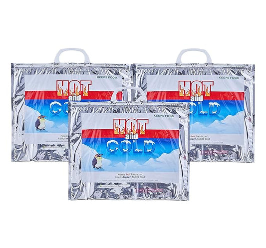 Superio Hot and Cold Insulated Bags for Food Delivery, Grocery Shopping Bags, Food Storage for Hot and Frozen Food for Travel, Disposable Cooler Bag, Reinforced Thermal Lunch Bag (3, 15.5"x13")