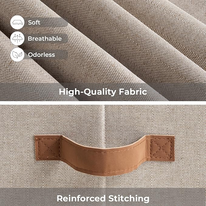 StorageWorks Large Storage Bins with Lids, Decorative Storage Boxes with Lid and PU Handles, Foldable Storage Baskets for Closet, Shelves, Stackable, Brown and Beige, 3-Pack