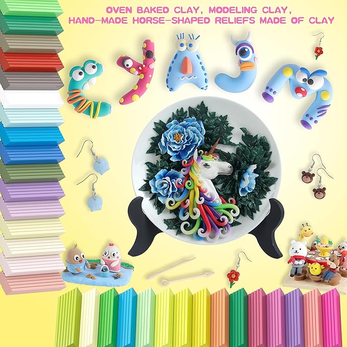 Polymer Clay 72 Colors, Modeling Clay for Kid Sets - Includes Sculpting Tools and Accessories with Storage Case - Ideal Holiday Gift for Children, Adults and Beginners